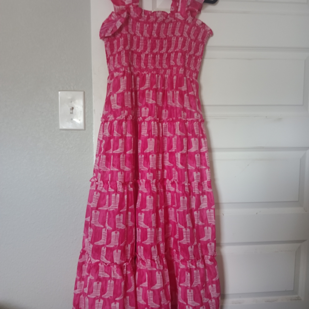 Vibrant Pink Patterned Maxi Dress